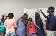 Students working together in a classroom