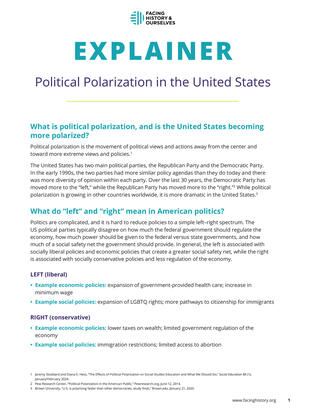 cover of Explainer: Political Polarization in the United States